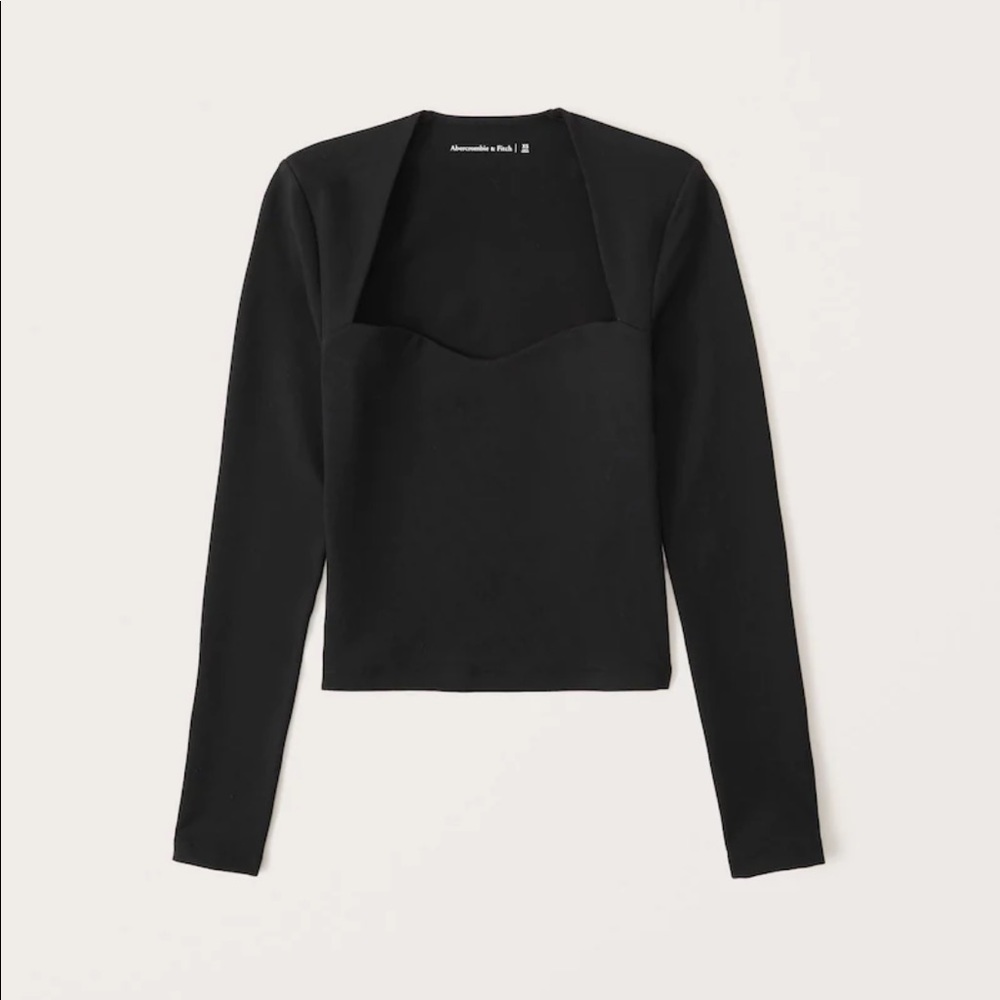 Abercrombie & Fitch Black Long Sleeve Square Neck Top - Picture 6 of 6